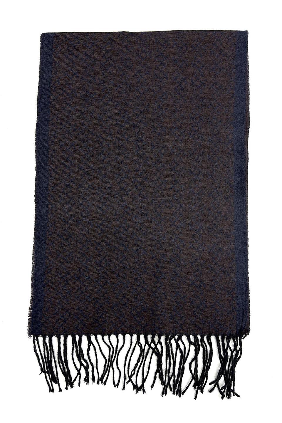 Lacivert - Kahve Motif Desen Erkek Kaşkol K564
