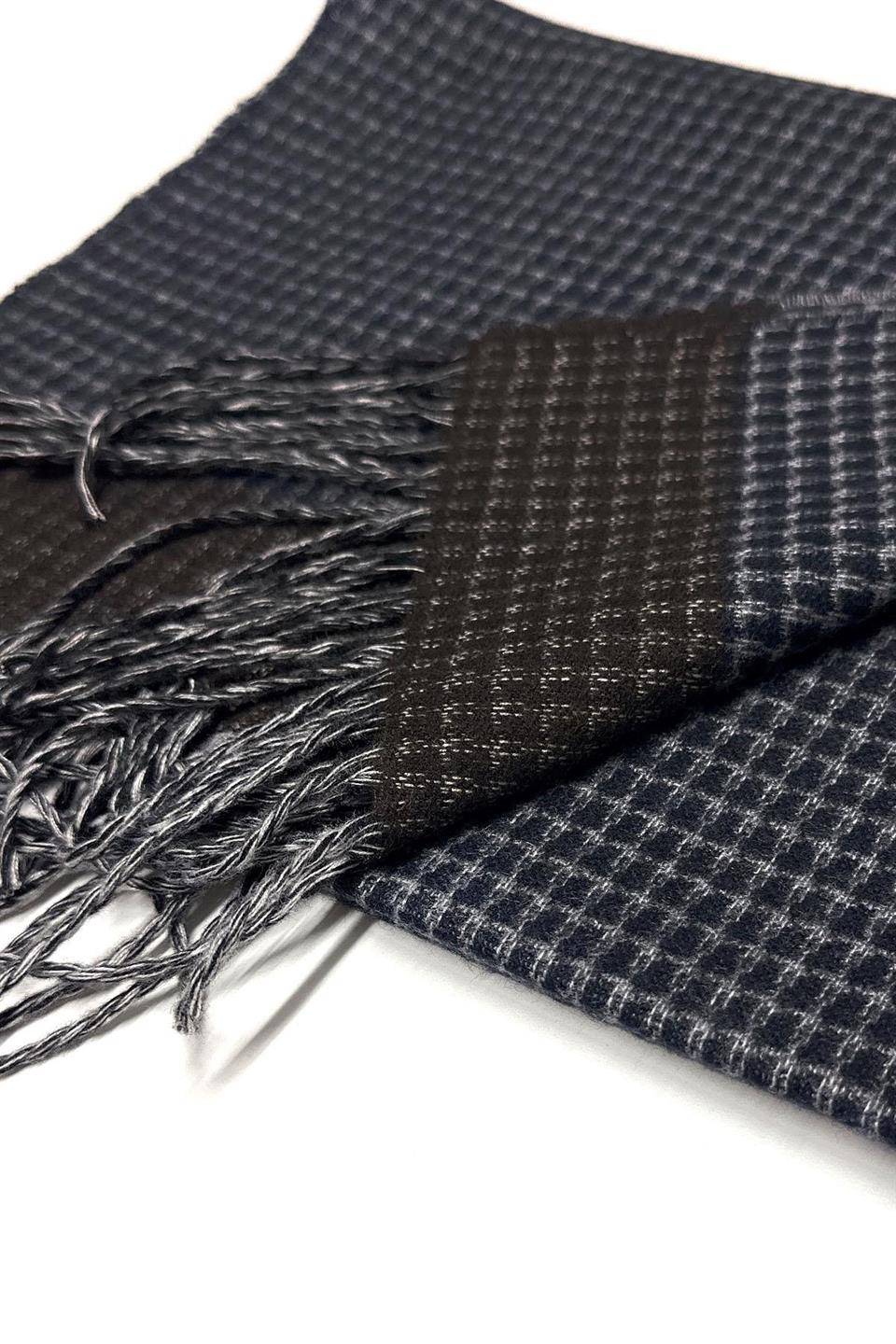 Lacivert - Kahve Nokta Desen Erkek Kaşkol K408