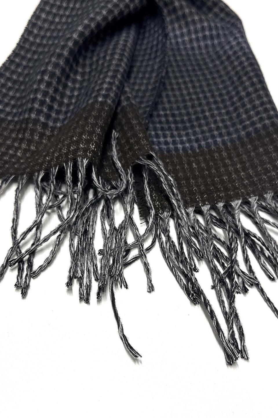 Lacivert - Kahve Nokta Desen Erkek Kaşkol K408