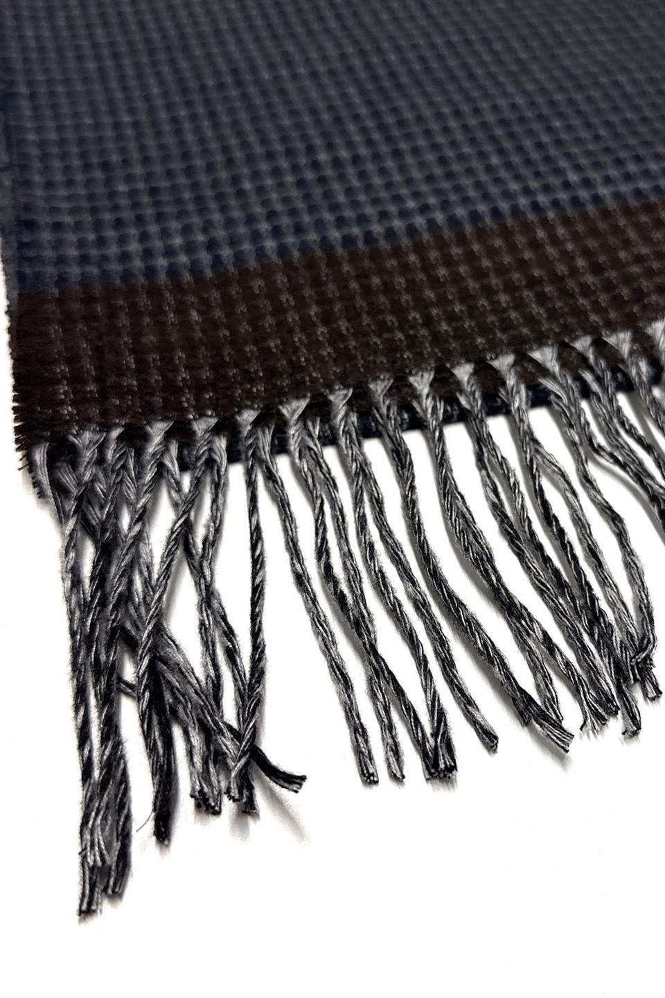 Lacivert - Kahve Nokta Desen Erkek Kaşkol K408