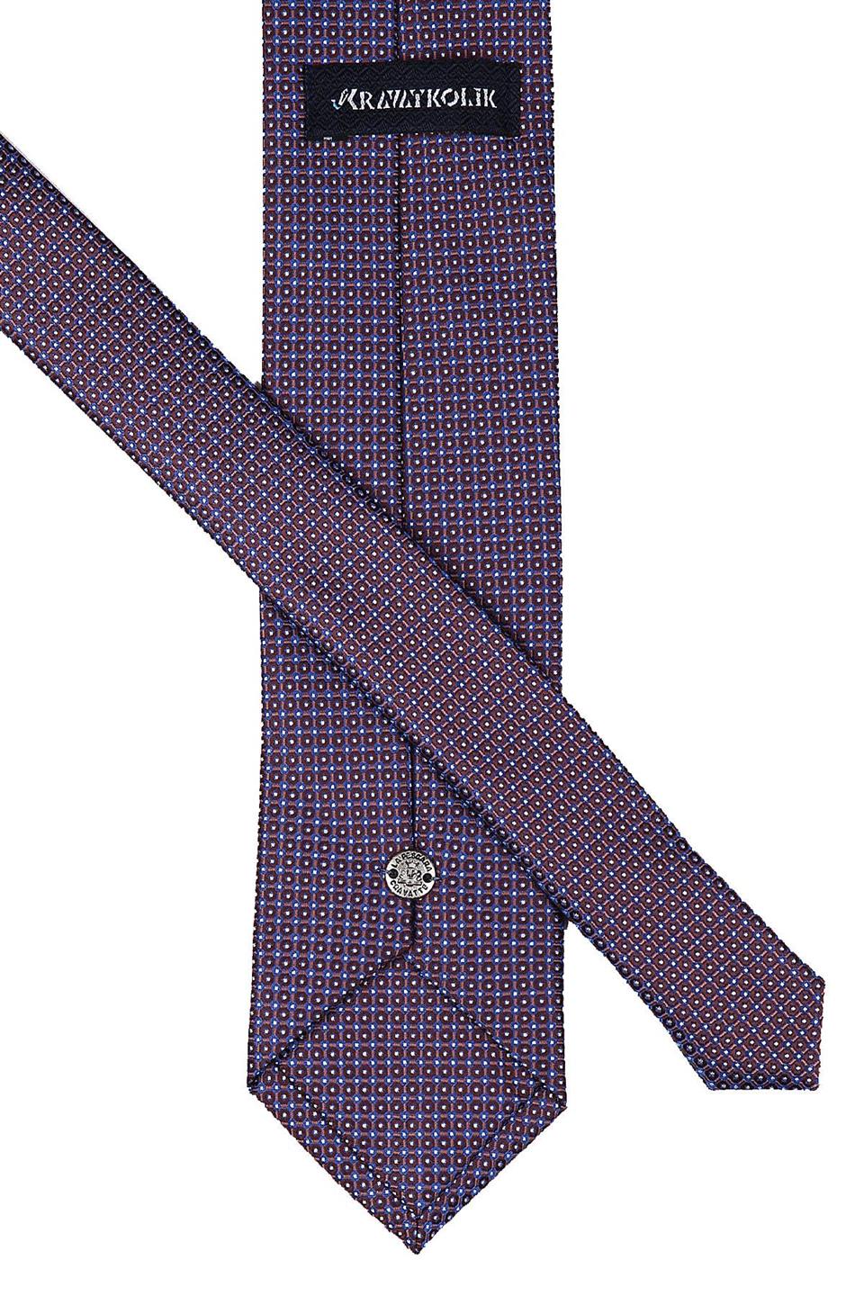 Lacivert - Kahve Nokta Desen Mendilli Klasik Kravat KK9380