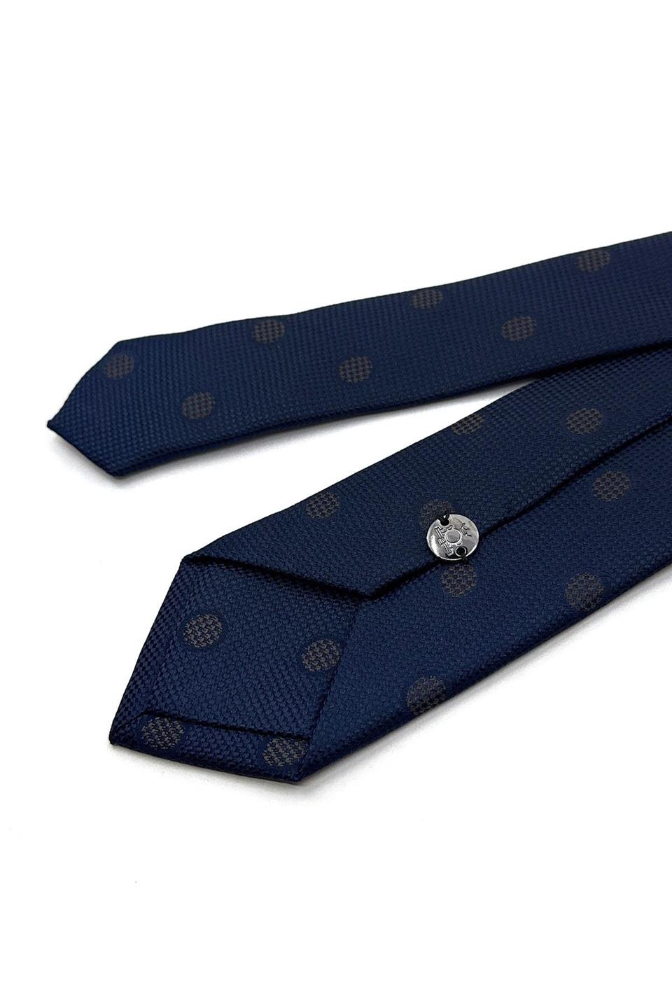 Lacivert Kahve Puantiye Desen İnce Kravat SK7745