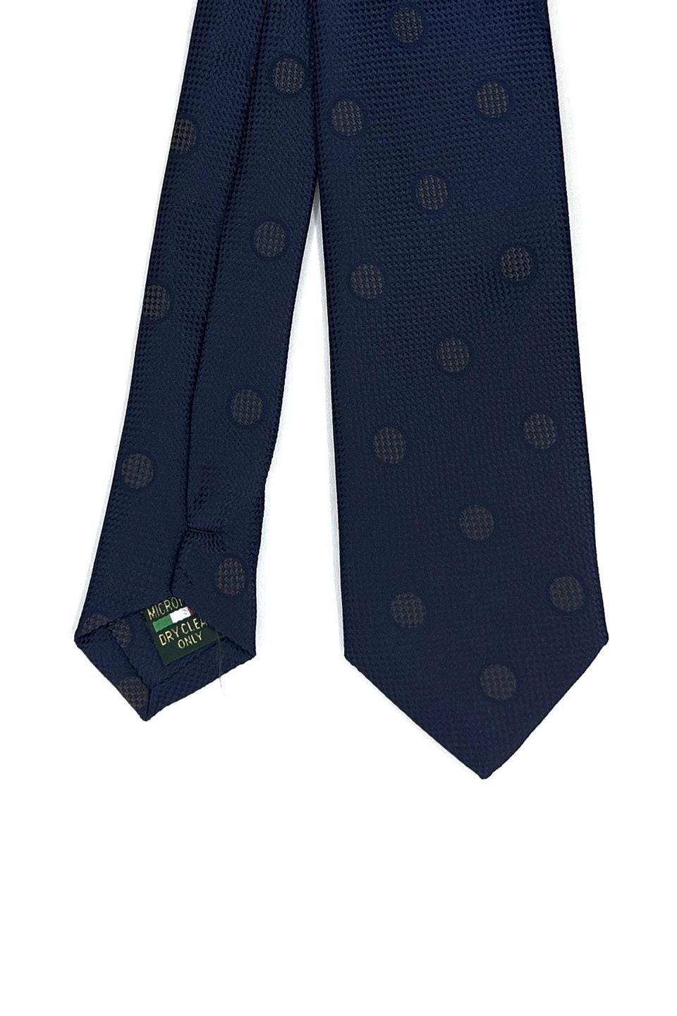 Lacivert Kahve Puantiye Desen İnce Kravat SK7745