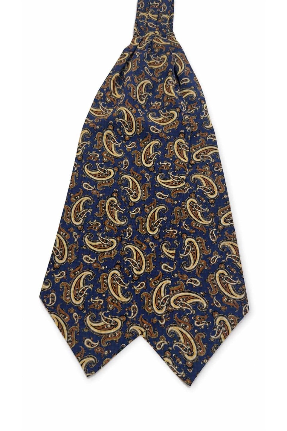 Lacivert Kahve Şal Desen İtalyan İpek Ascot Kravat SAC150