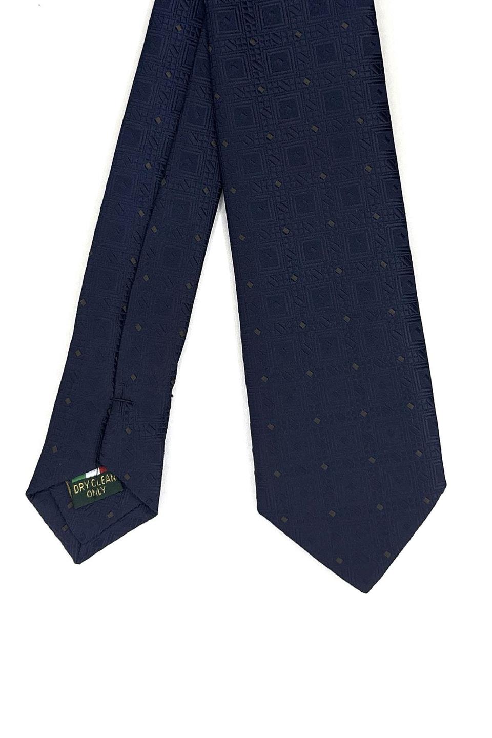 Lacivert Kare Desen İnce Kravat SK7738