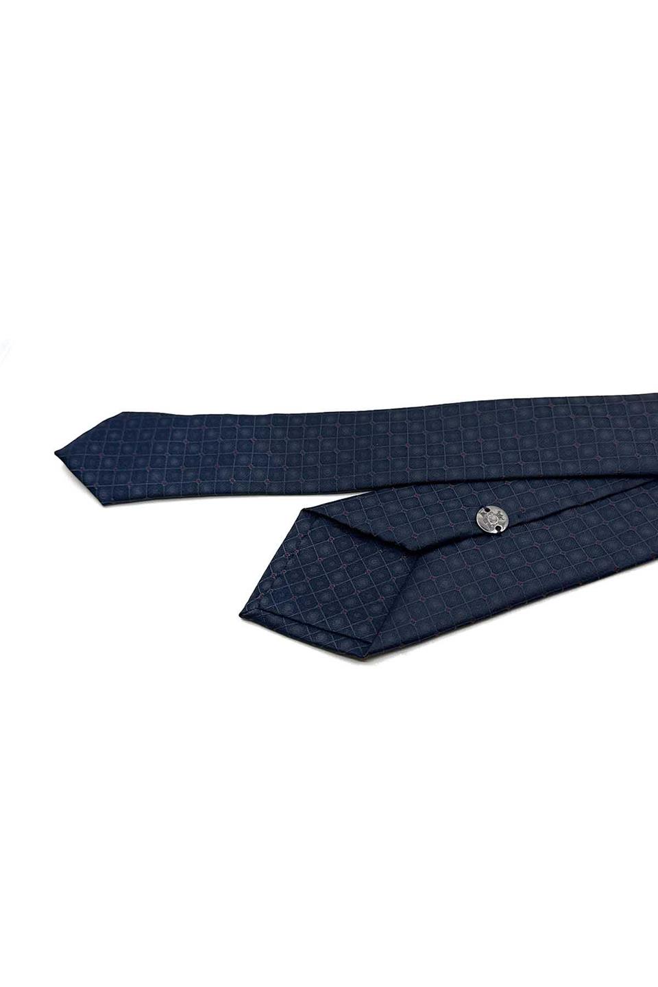 Lacivert Kare Desen Slim Kravat SK7978