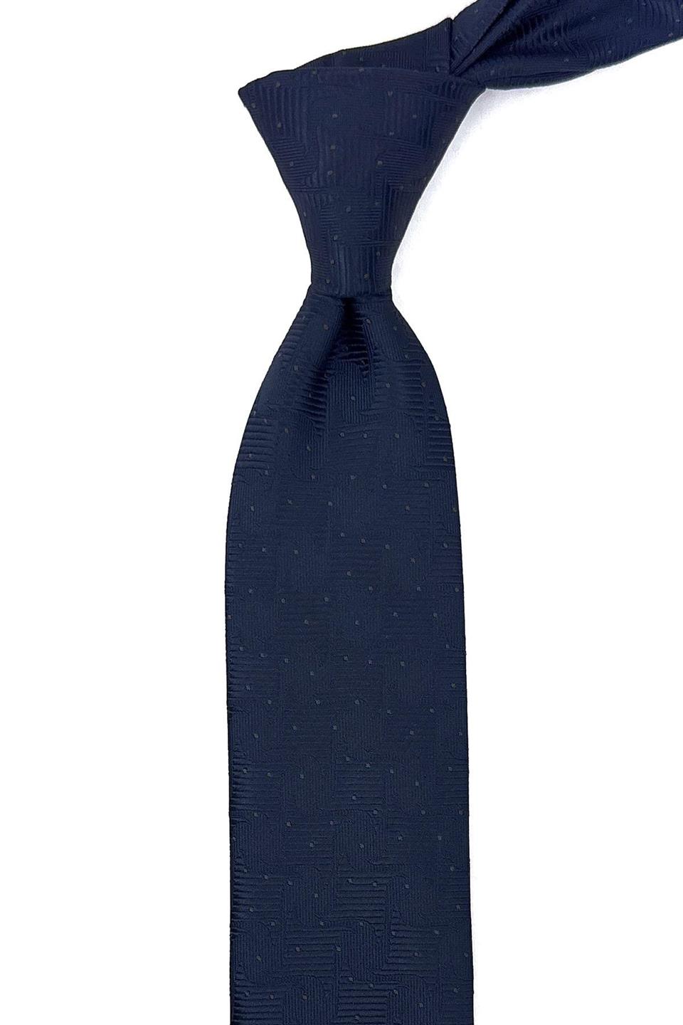 Lacivert Kendinden Desen İnce Kravat SK7752
