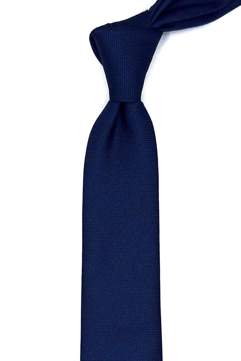 Lacivert Kendinden Desen İnce Kravat SK7872