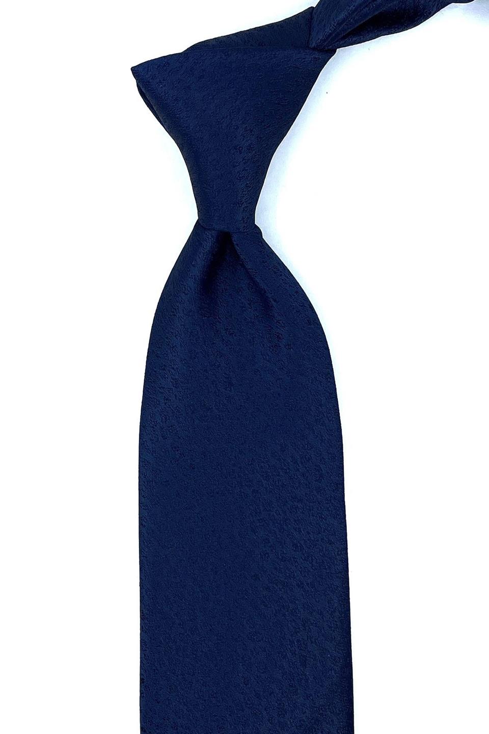 Lacivert Kendinden Desen Mendilli Klasik Kravat KK10961