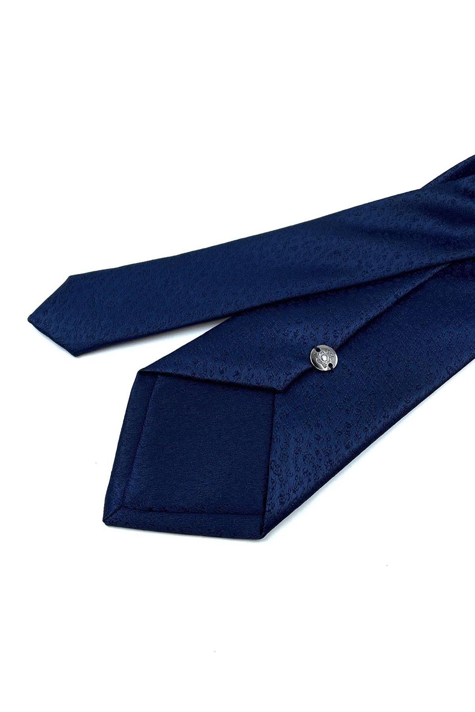 Lacivert Kendinden Desen Mendilli Klasik Kravat KK10961