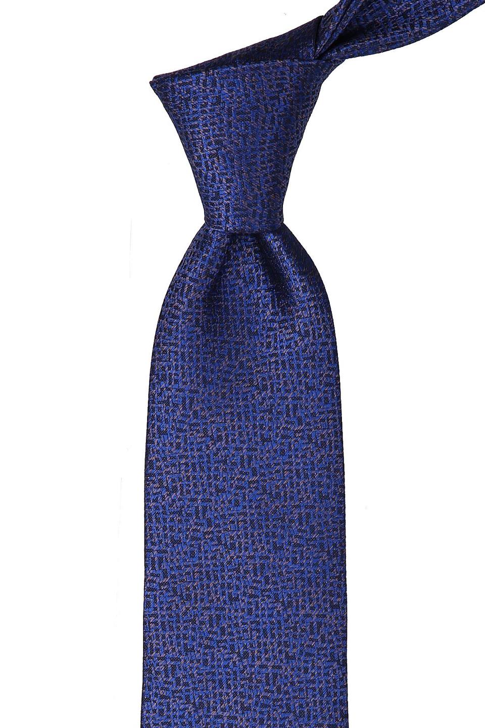 Lacivert Kendinden Desen Mendilli Klasik Kravat KK9640