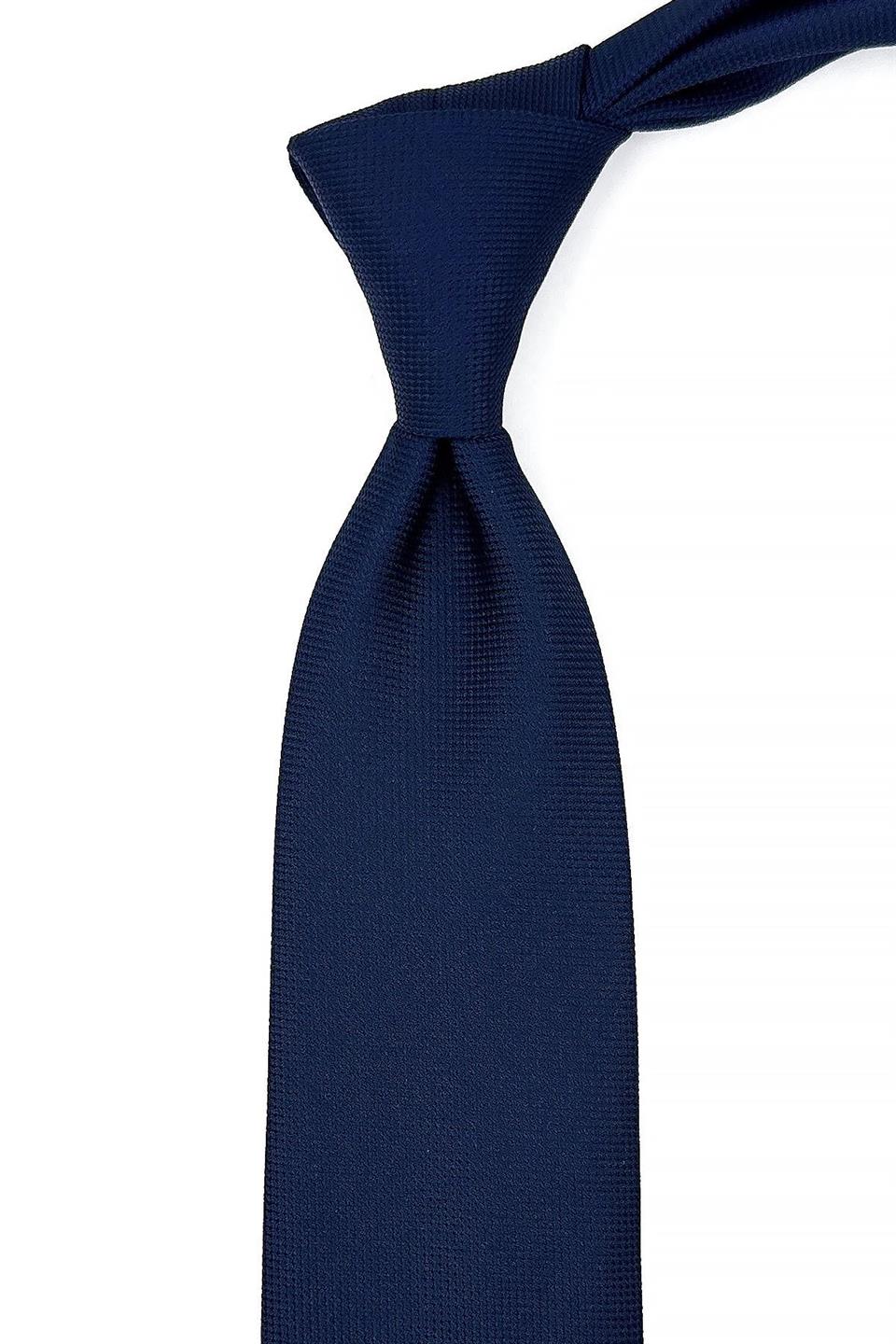 Lacivert Kendinden Desen Mendilli Klasik Kravat KK11042