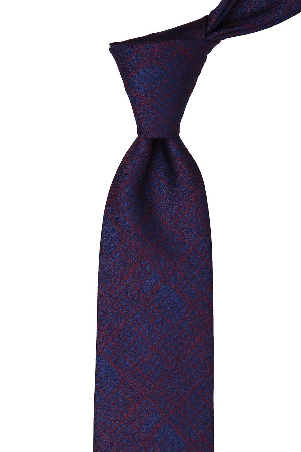 Lacivert Kendinden Desen Mendilli Klasik Kravat KK10234