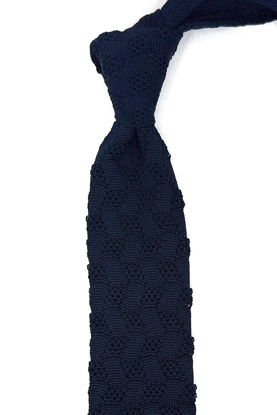 Lacivert Kendinden Desen Örgü Kravat ÖR8345