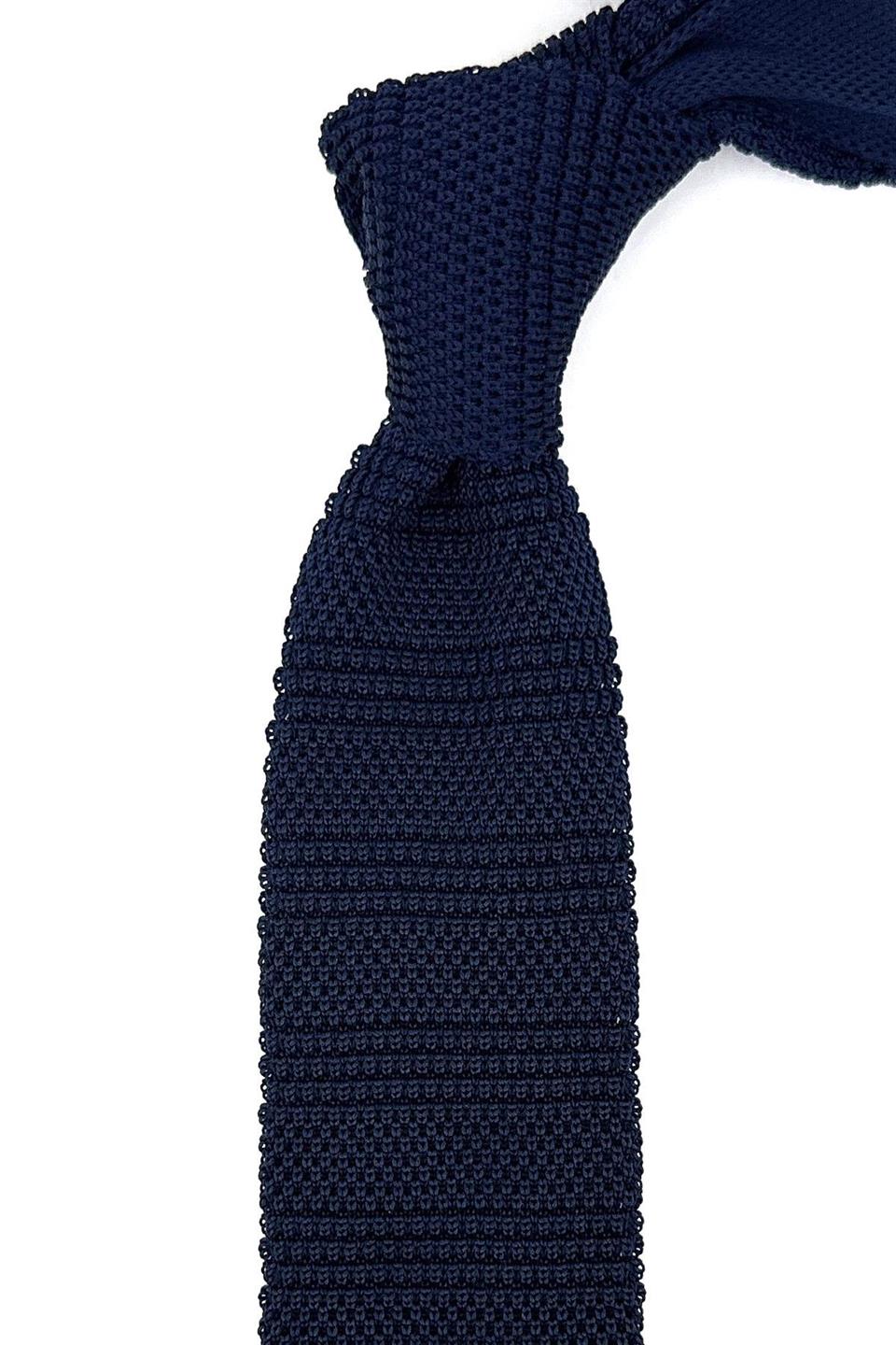 Lacivert Kendinden Desen Örgü Kravat ÖR8337