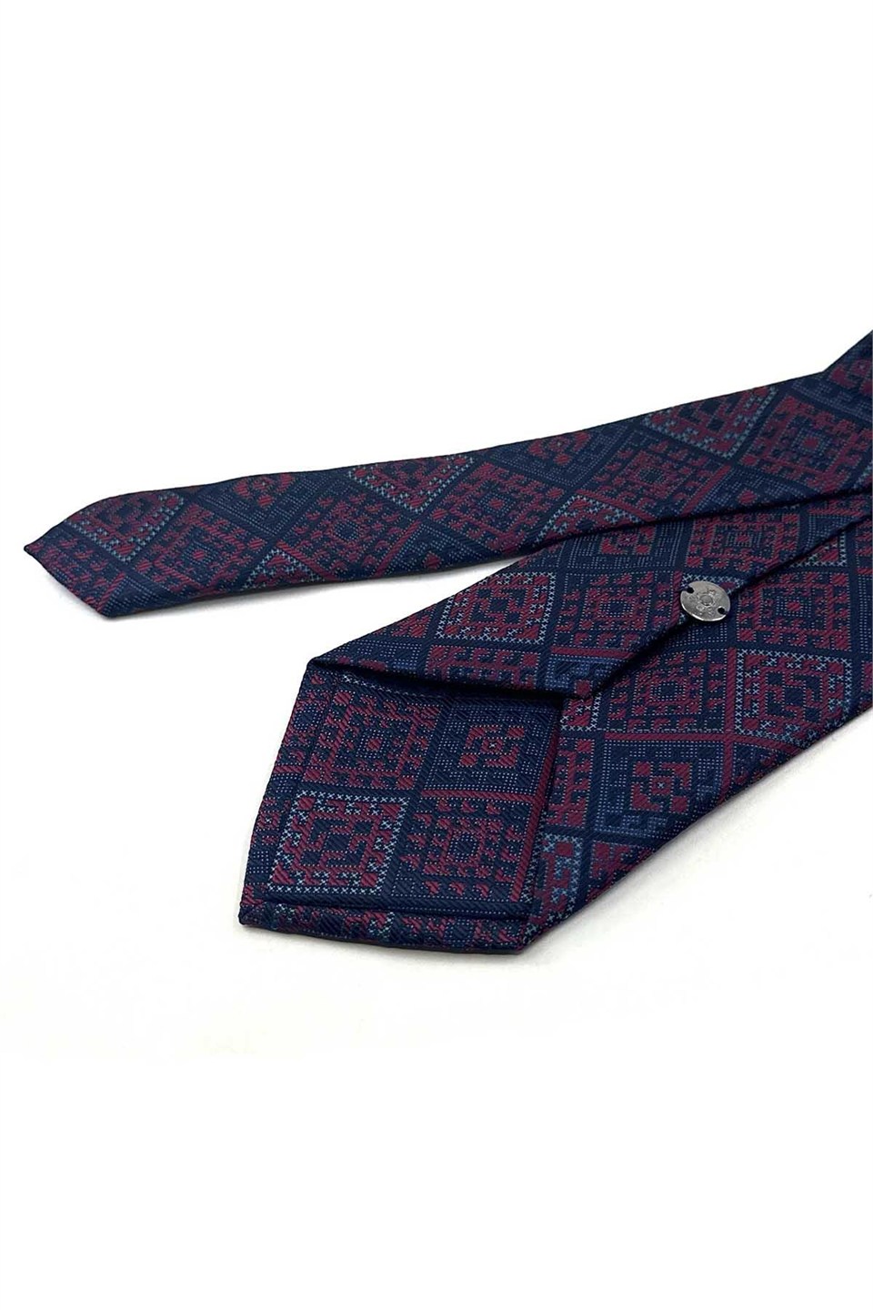 Lacivert Kırmızı Motif Kravat PRM153