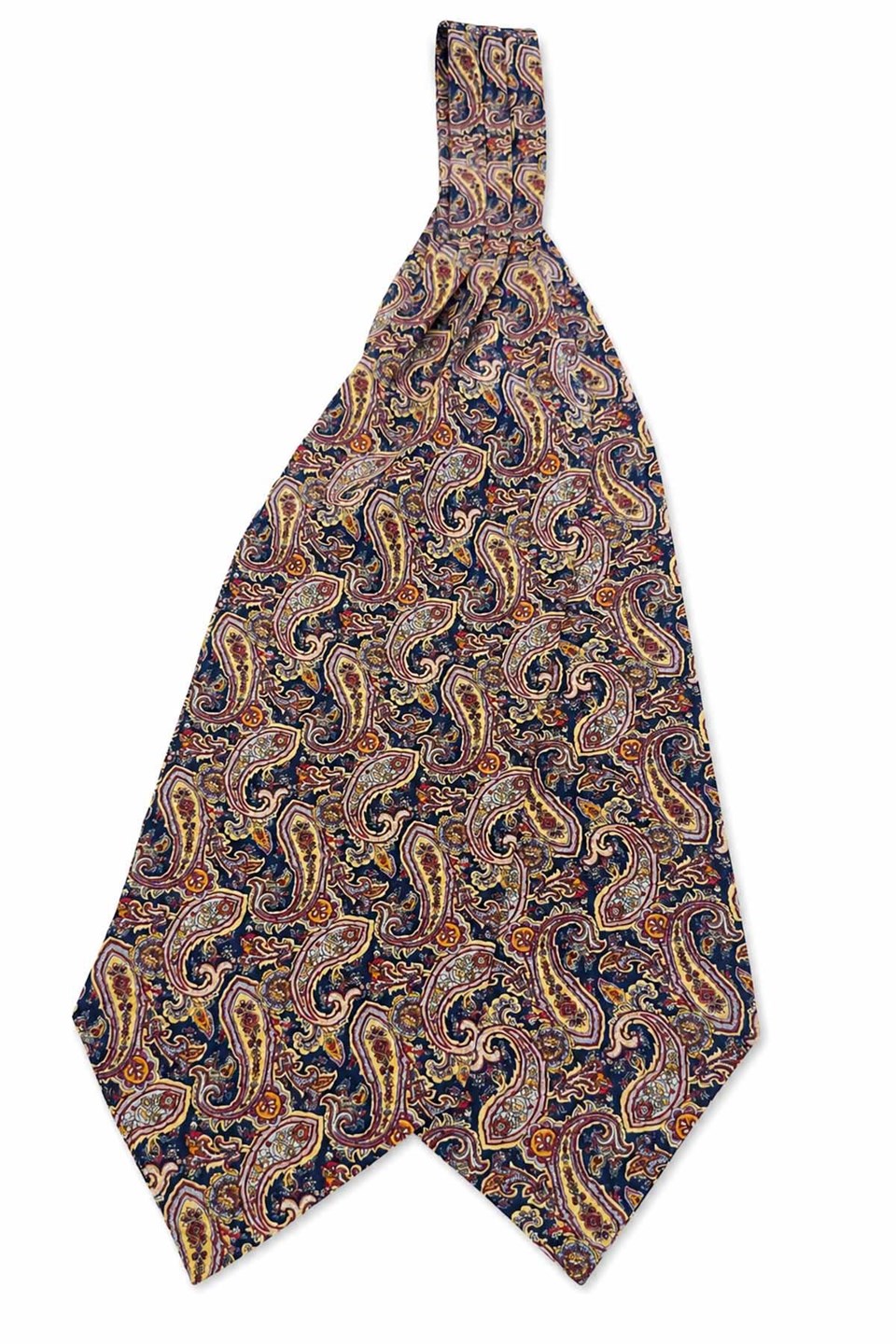 Lacivert Kırmızı Şal Desen İtalyan İpek Ascot Kravat SAC103
