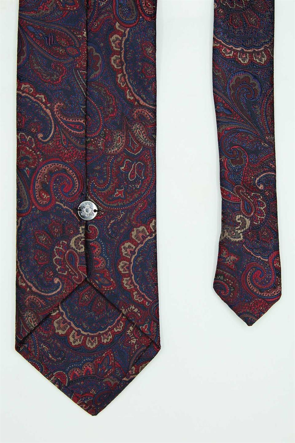 Lacivert - Kırmızı Şal Kravat