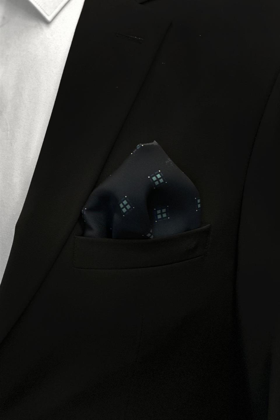 Lacivert Küçük Desen Erkek Cep Mendili SPS566-43