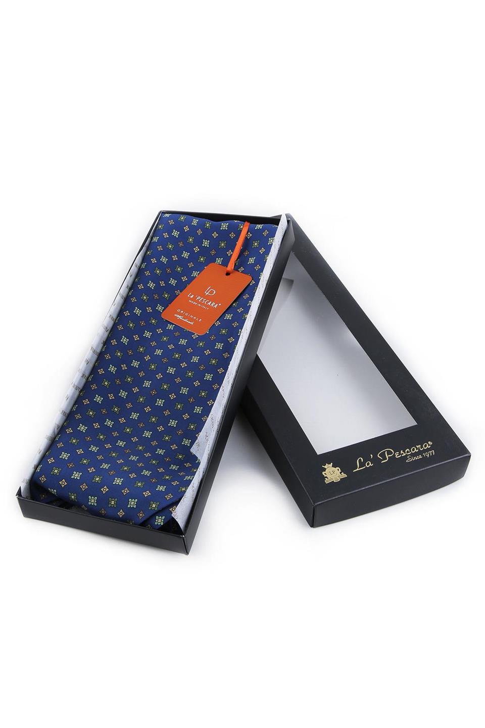 Lacivert Küçük Desen İpek İtalyan Erkek Ascot K432