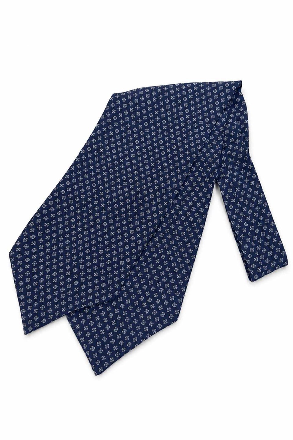 Lacivert Küçük Desen İtalyan İpek Ascot Kravat SAC133