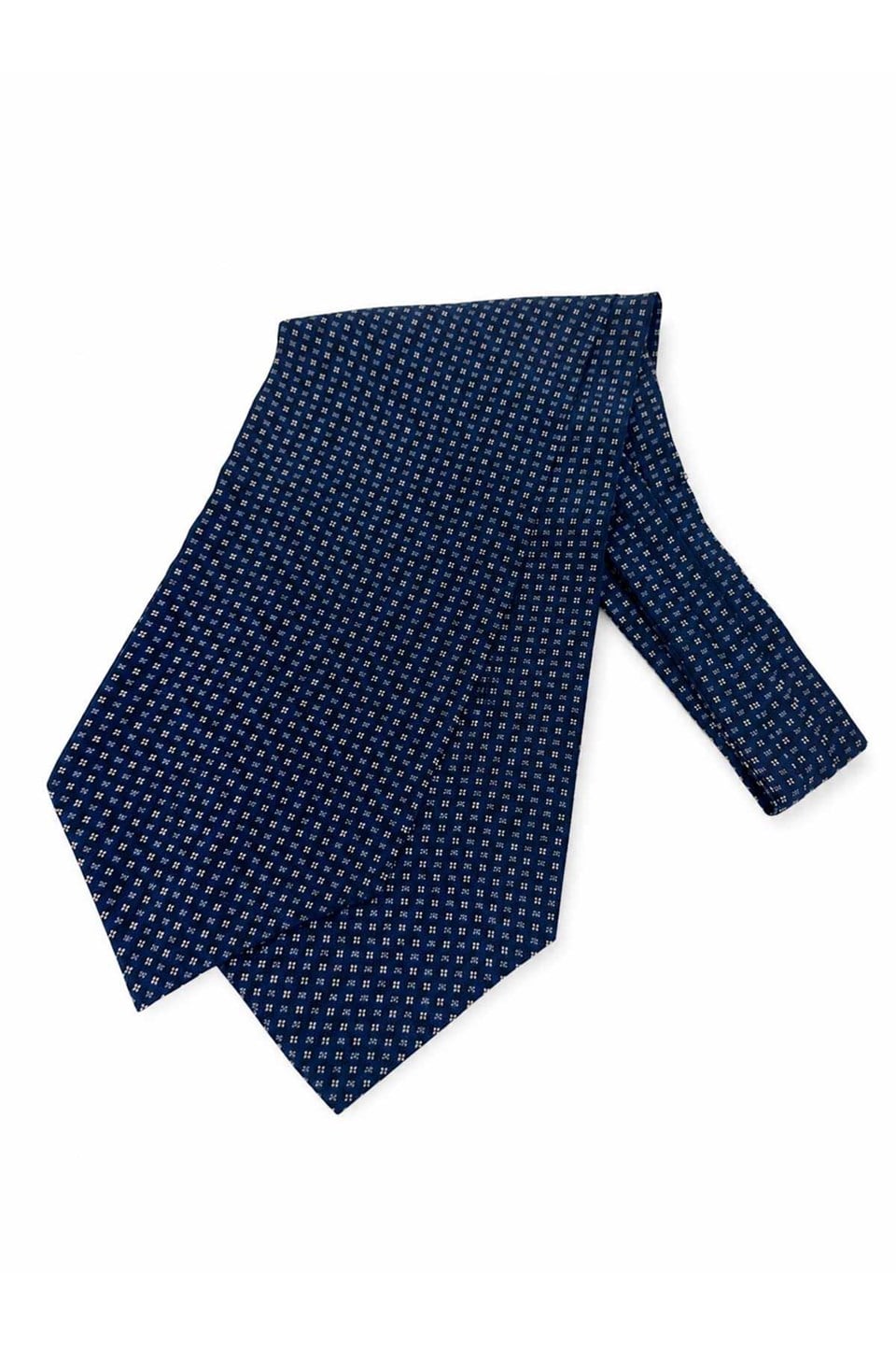 Lacivert Küçük Desen İtalyan İpek Ascot Kravat SAC139