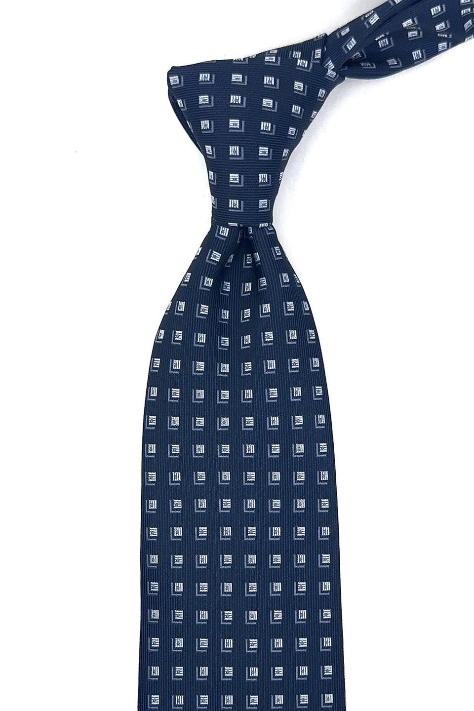 Lacivert Küçük Desen Mendilli Klasik Kravat KK11851