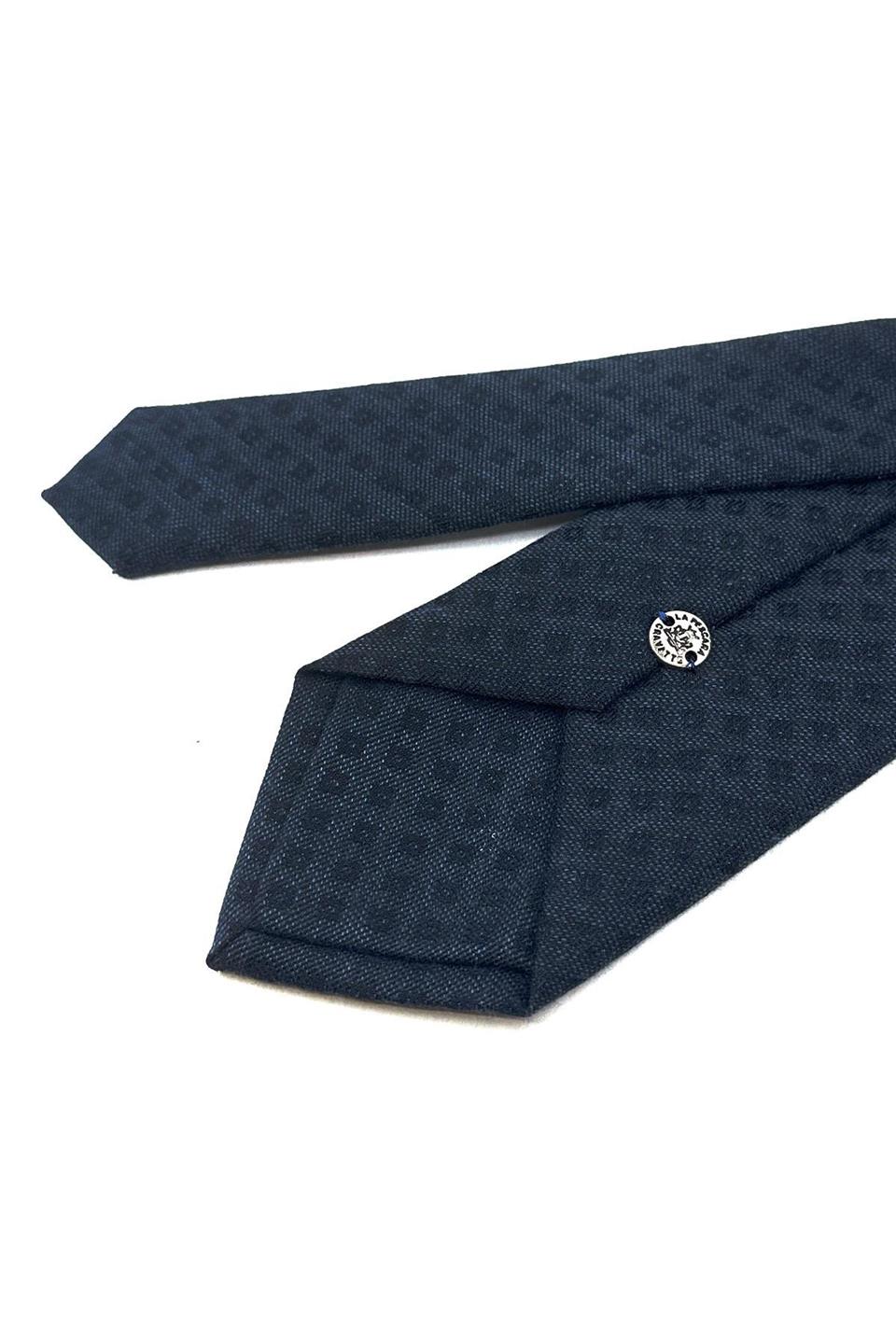 Lacivert Küçük Desen Mendilli Klasik Yün Kravat KK12129