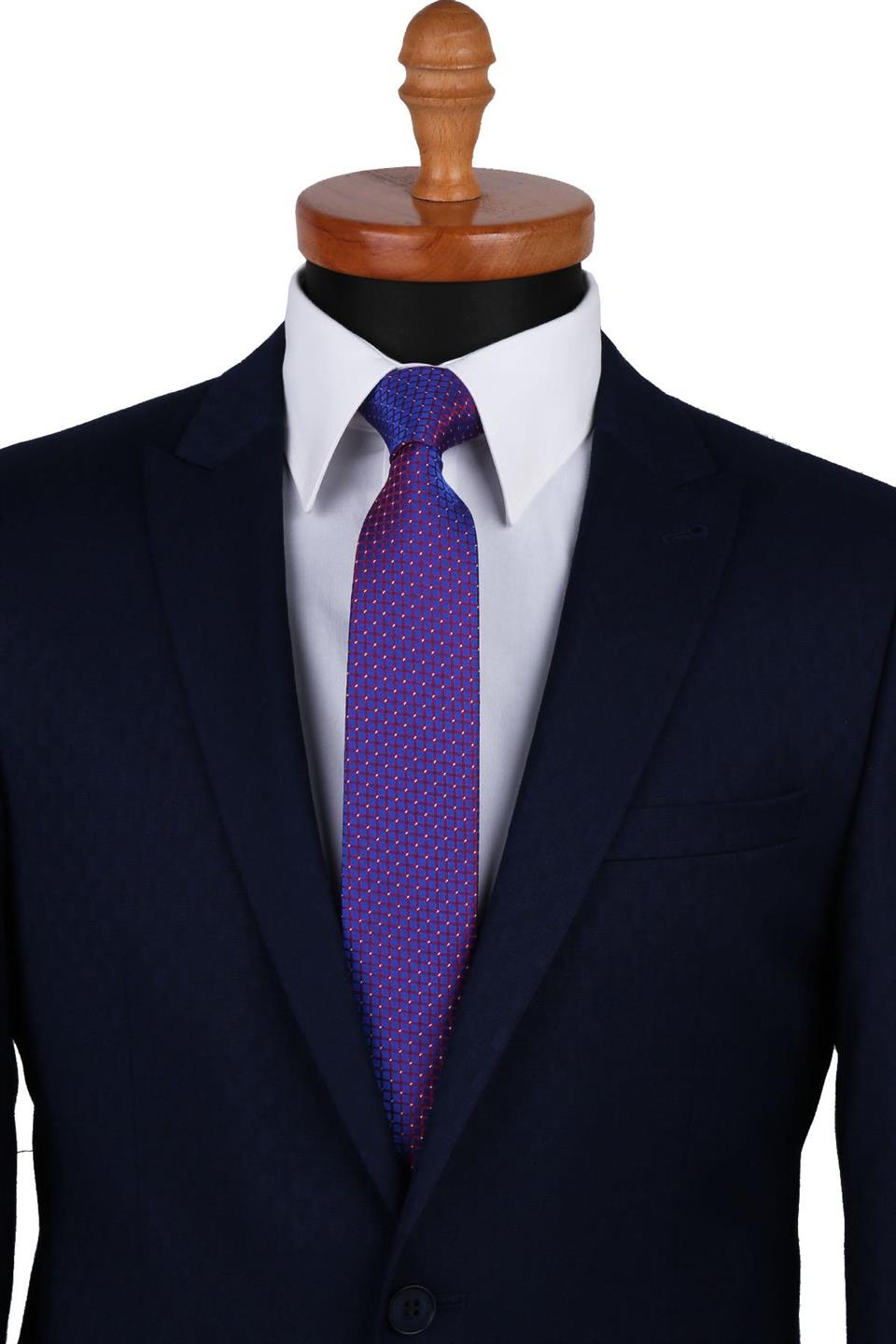 Lacivert Küçük Desen Slim Kravat SK7327