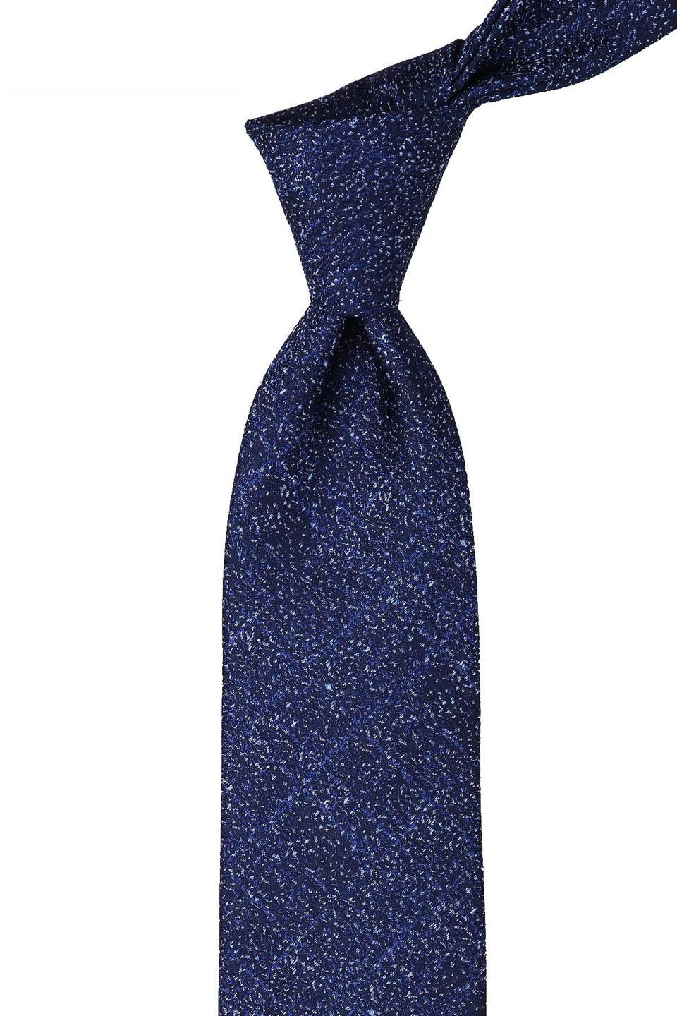 Lacivert Kum Desen Mendilli Klasik Kravat KK10411