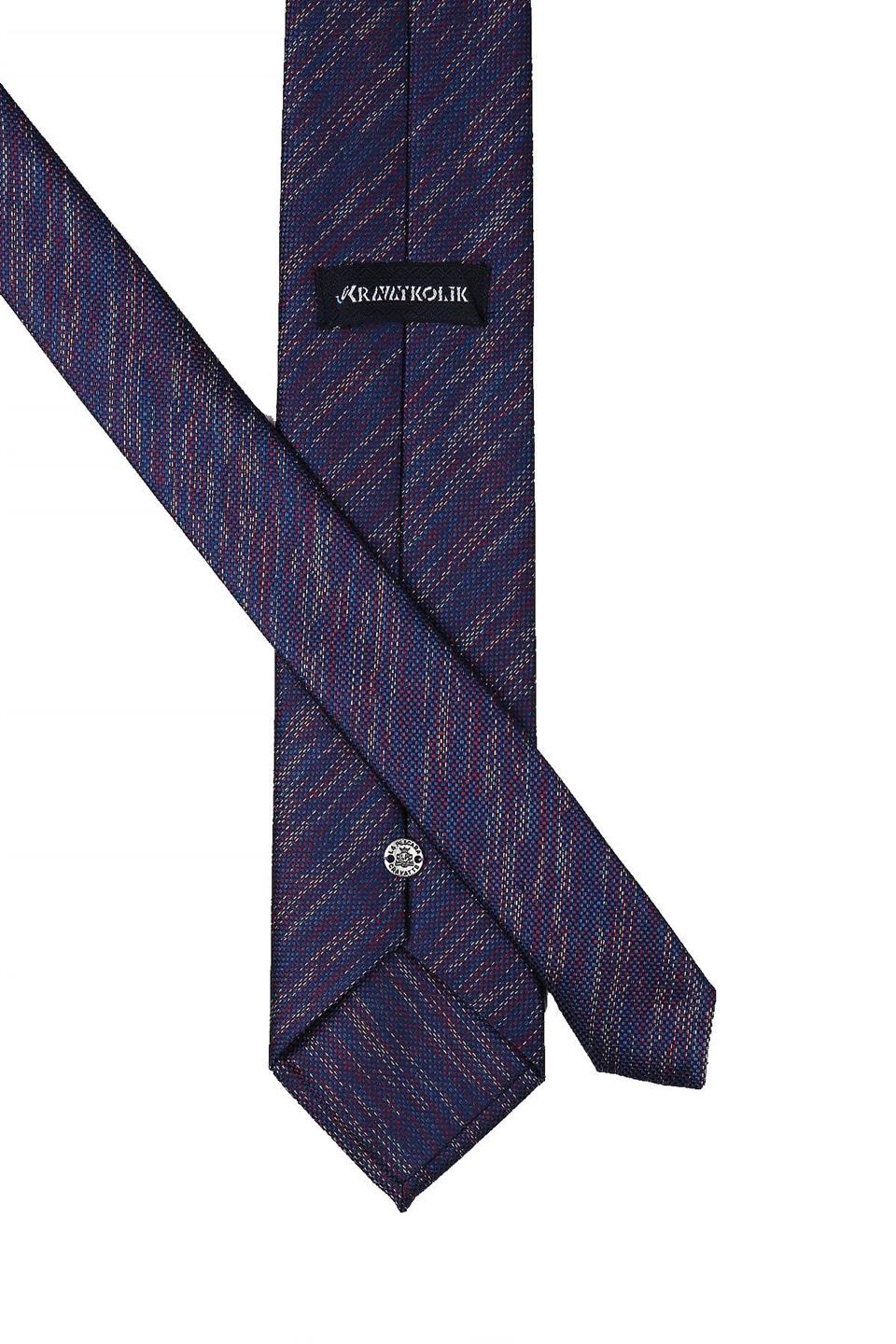 Lacivert Kum Desen Mendilli Klasik Kravat KK10620