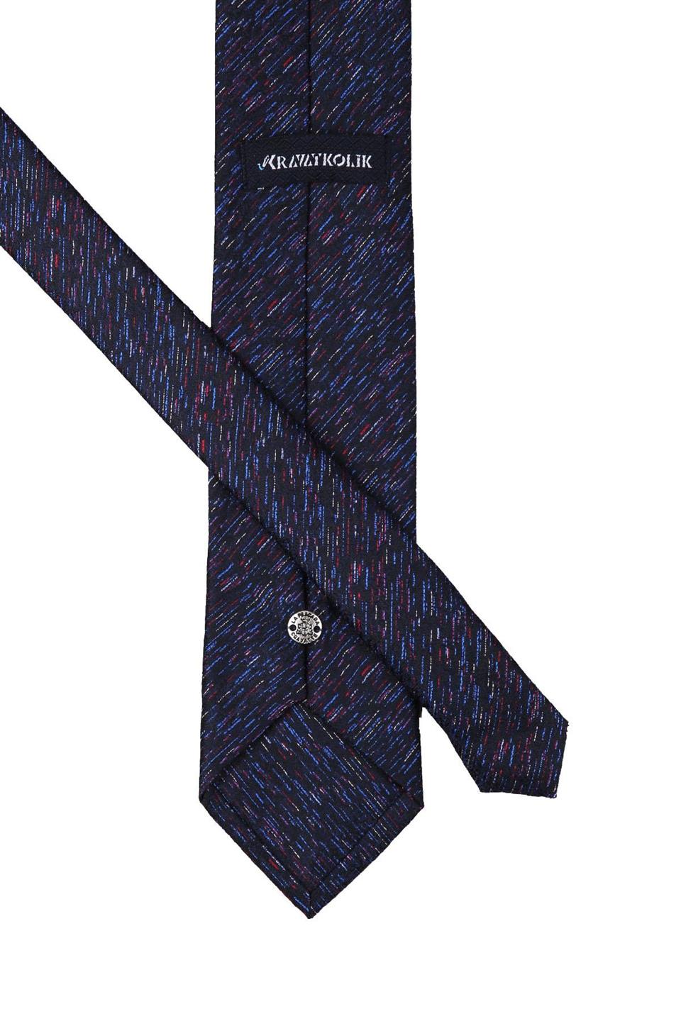 Lacivert Kum Desen Mendilli Klasik Kravat KK10039
