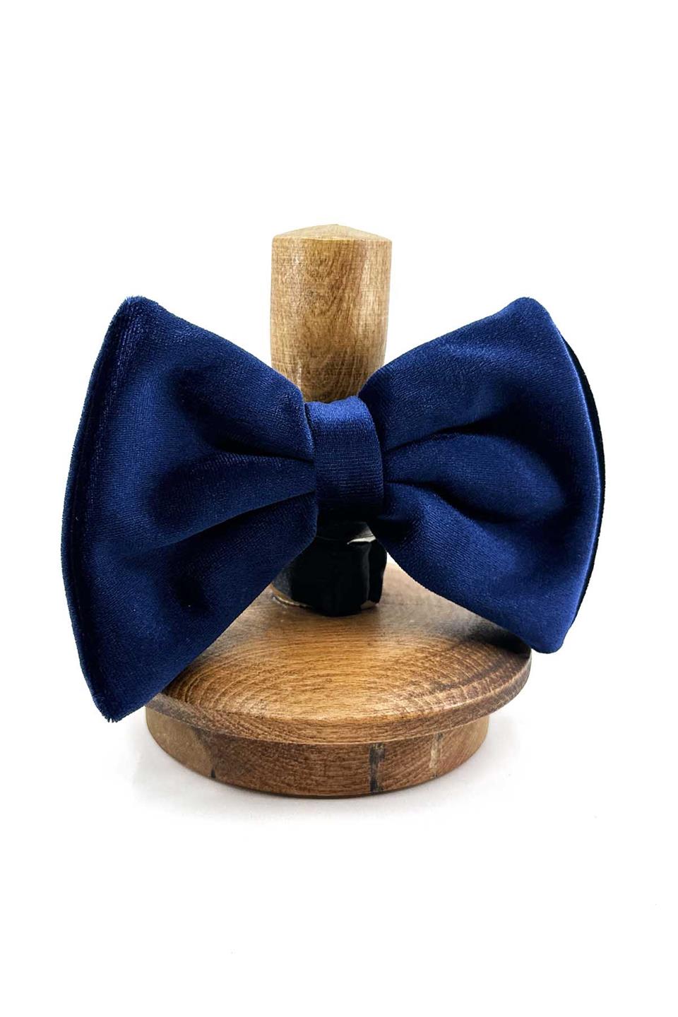 Lacivert Lüks Büyük Kadife Papyon P1900