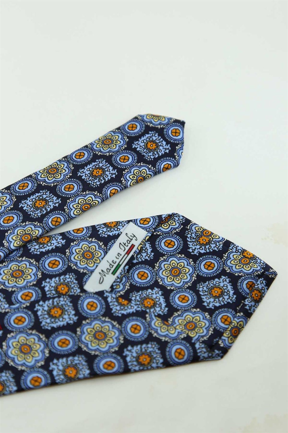 Lacivert Mavi Motif Desen İtalyan İpek Kravat İK2560