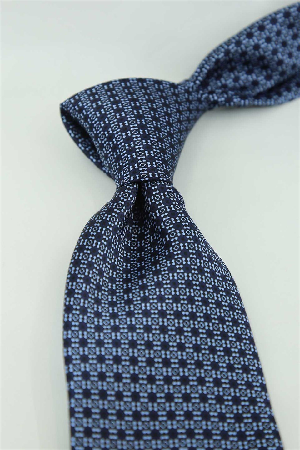 Lacivert Mavi Motif Desen İtalyan İpek Kravat İK2544