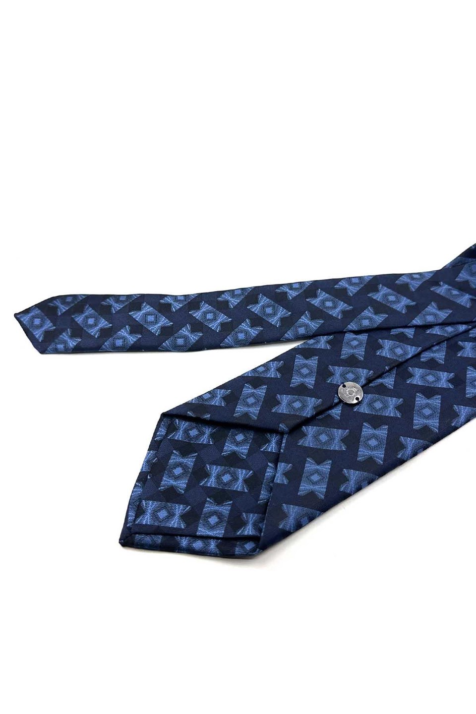 Lacivert Mavi Motif Desen Mendilli Klasik Kravat KK13933