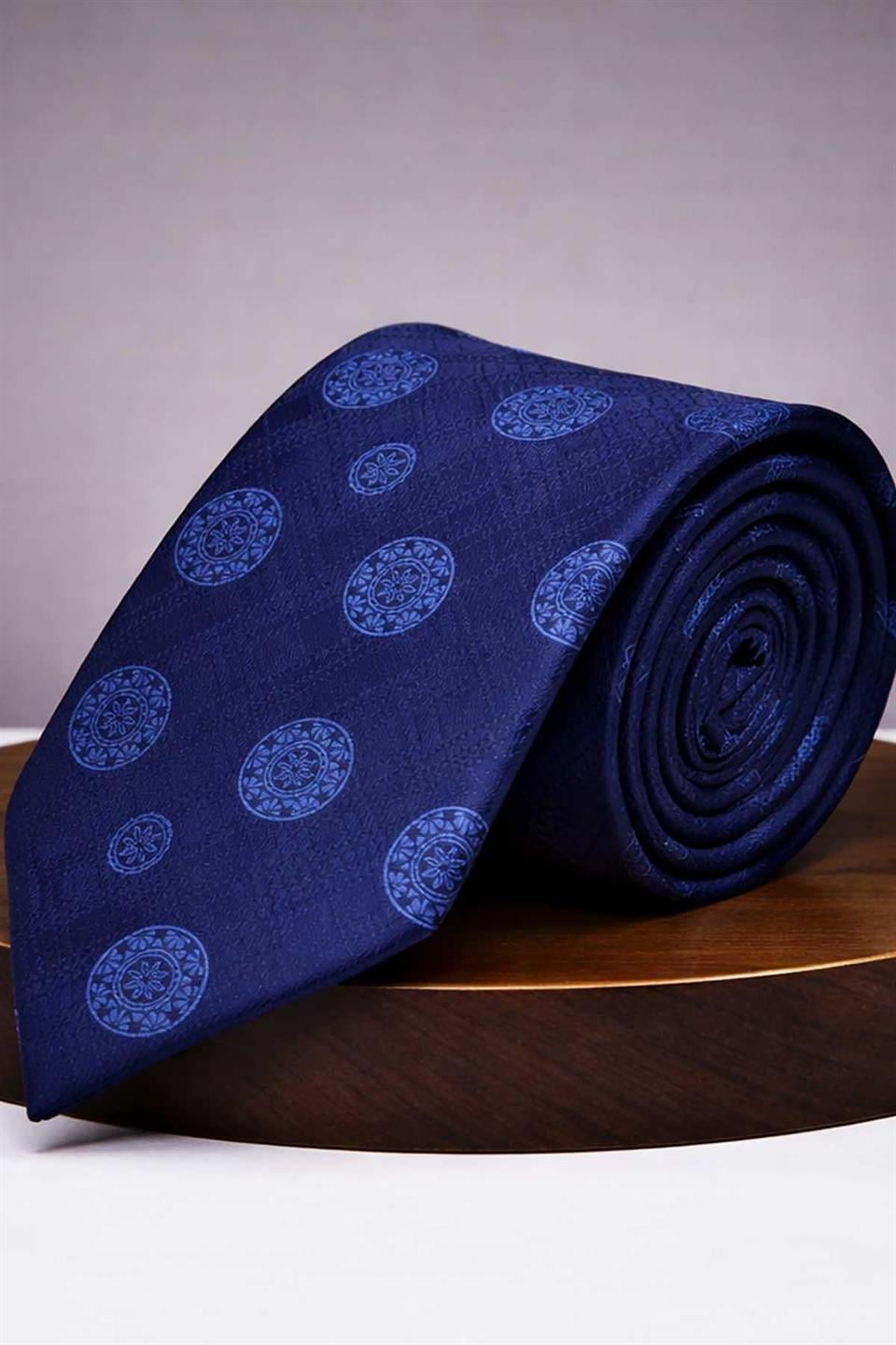 Lacivert - Mavi Motif Kravat