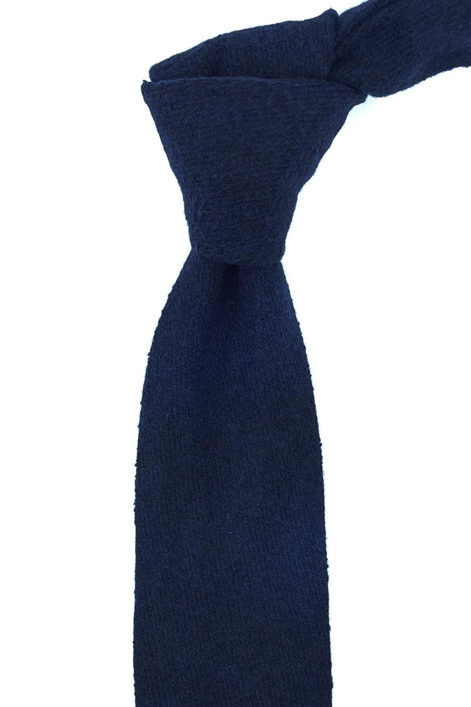 Lacivert Mendilli Klasik Yün Kravat KK10883