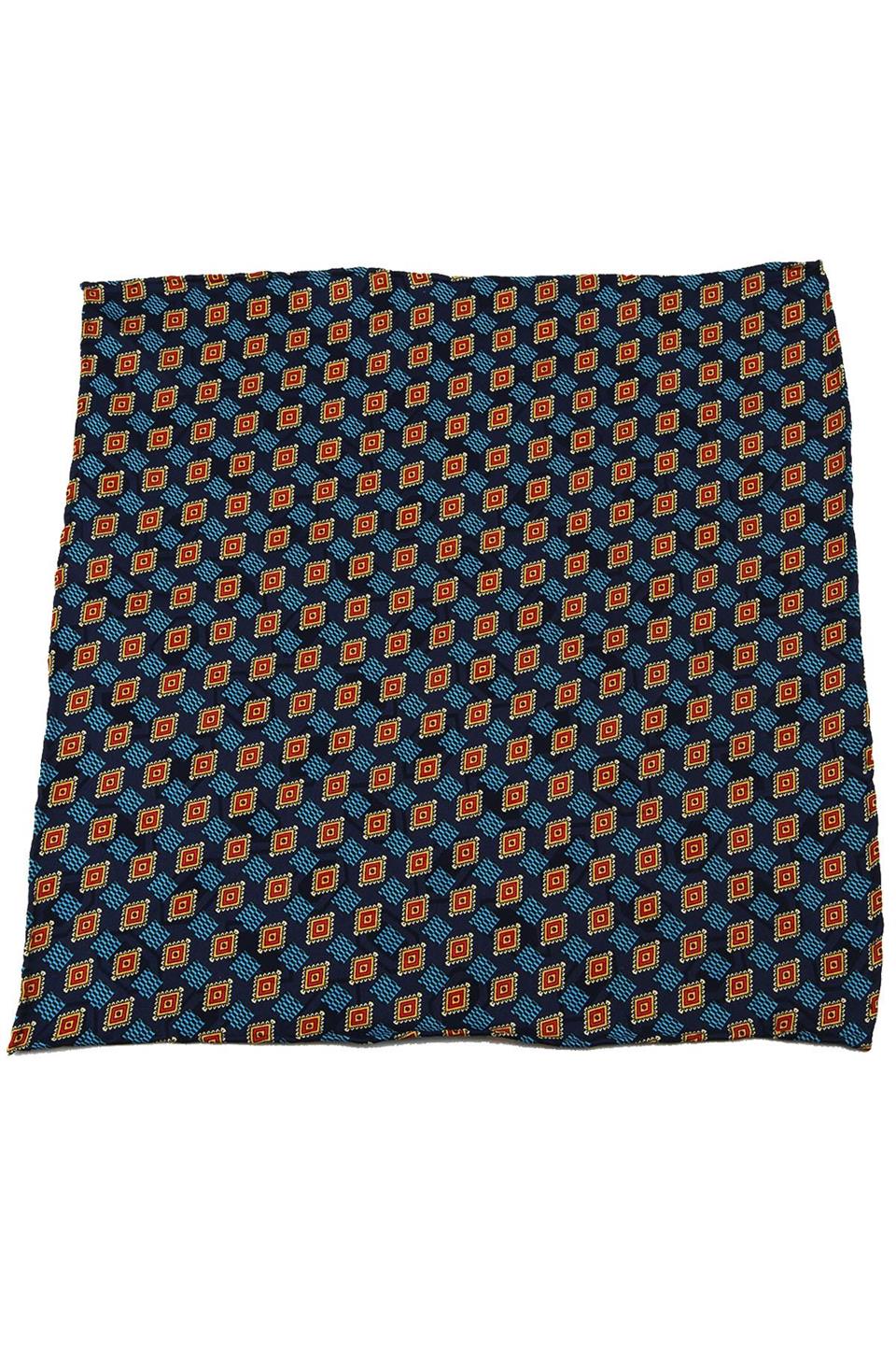 Lacivert Motif Baskı İpek Mendil SPS211