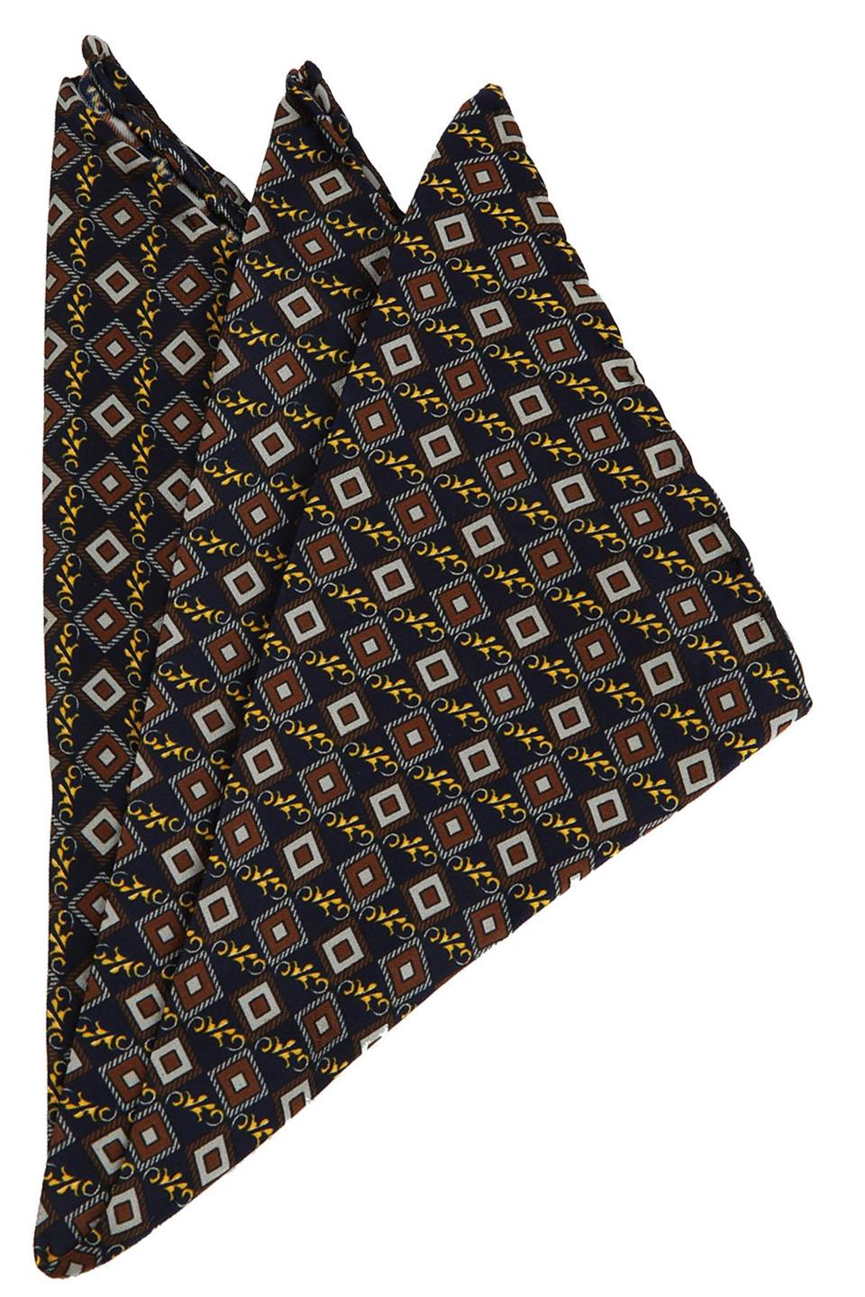 Lacivert Motif Baskı İpek Mendil SPS219