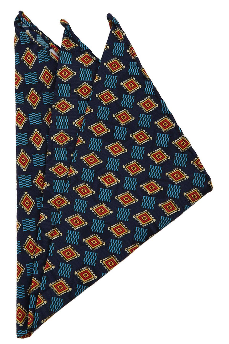 Lacivert Motif Baskı İpek Mendil SPS211