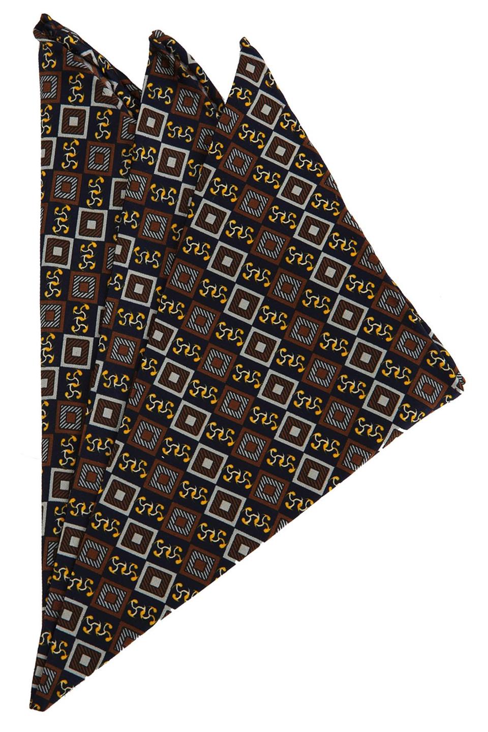 Lacivert Motif Baskı İpek Mendil SPS224