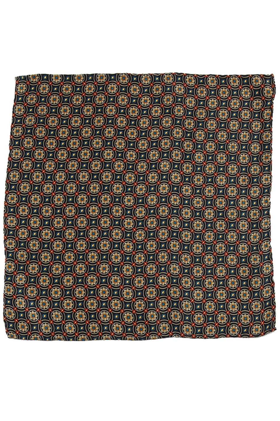 Lacivert Motif Baskı İpek Mendil SPS238