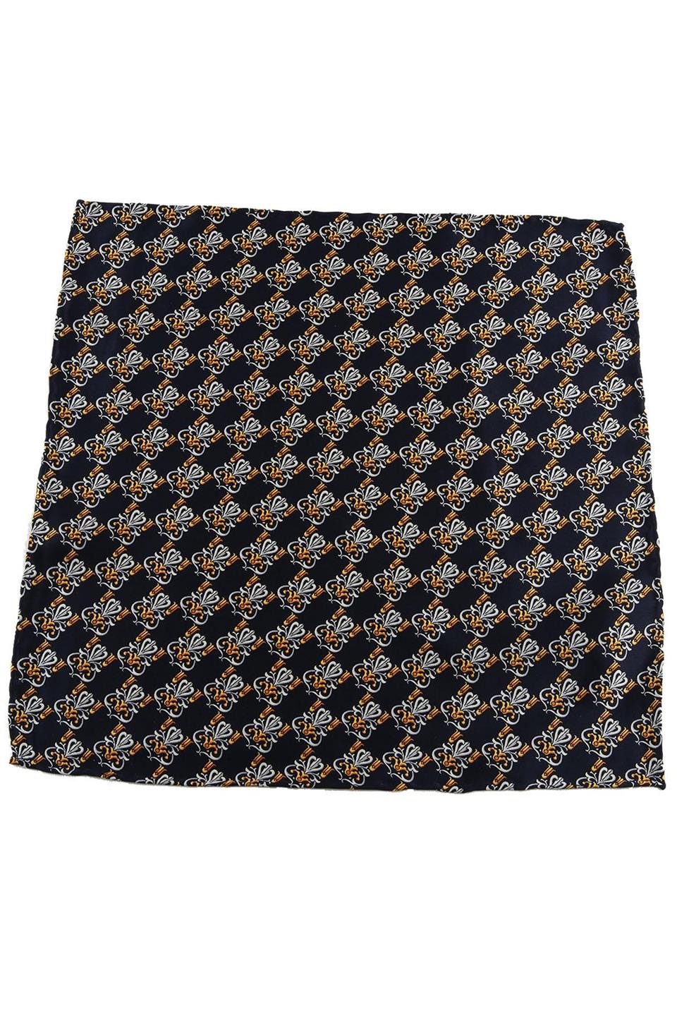 Lacivert Motif Baskılı İpek Mendil SPS126