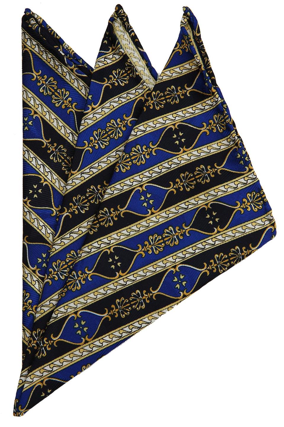 Lacivert Motif Baskılı İpek Mendil SPS384