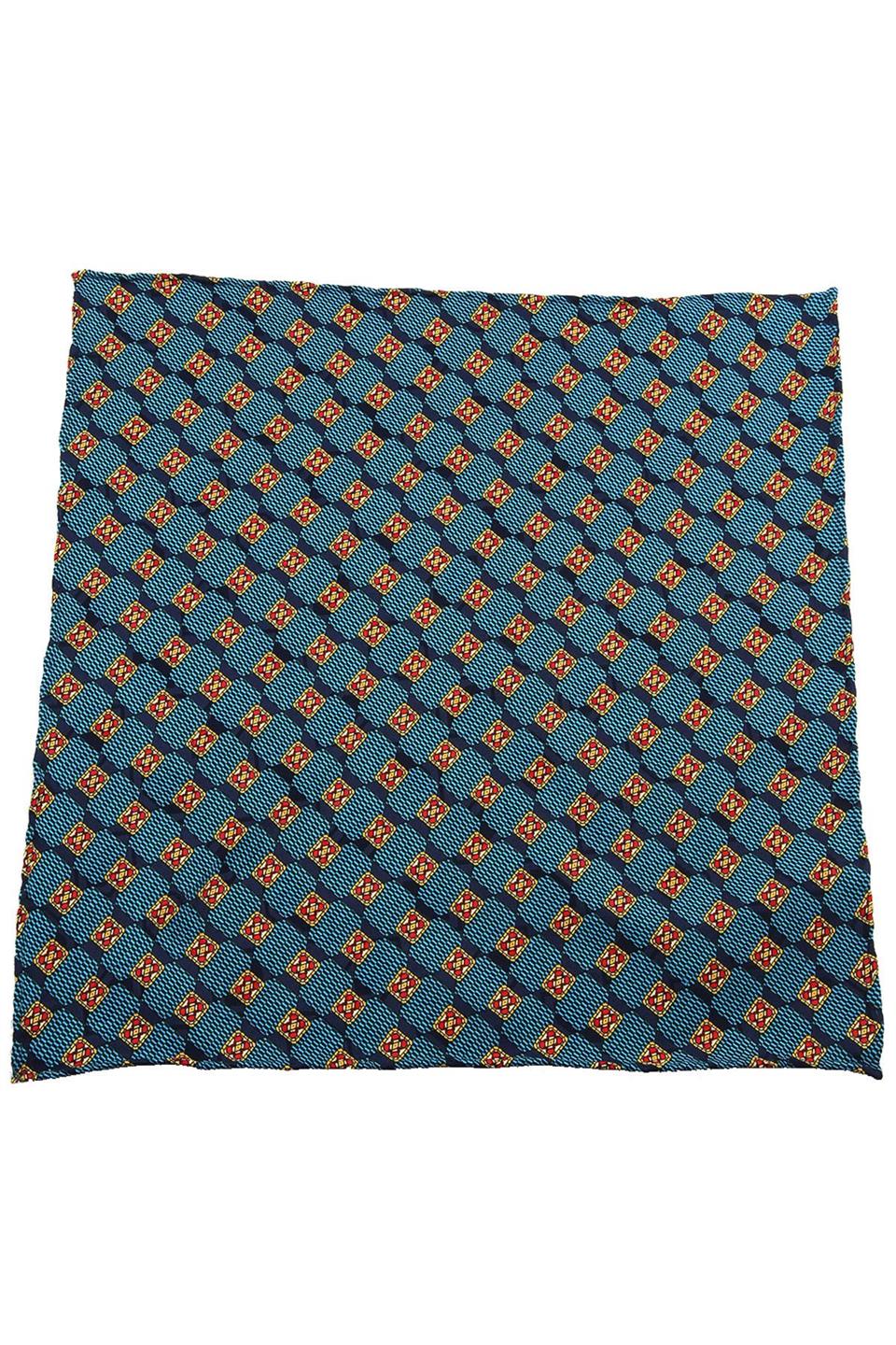 Lacivert Motif Baskılı İpek Mendil SPS154