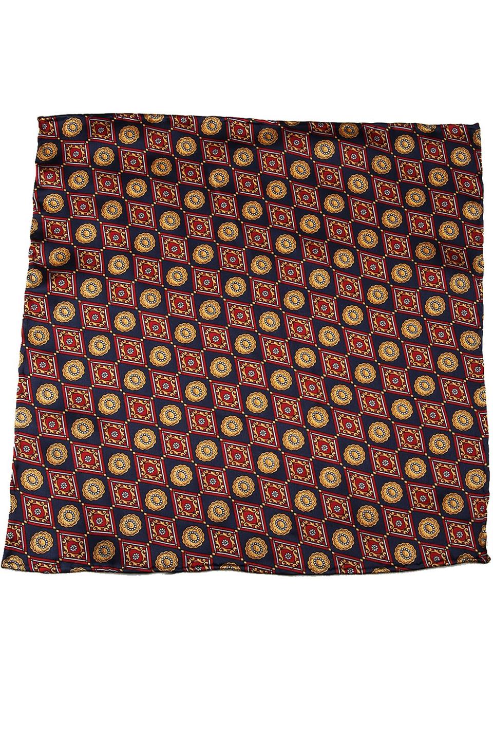 Lacivert Motif Baskılı İpek Mendil SPS335