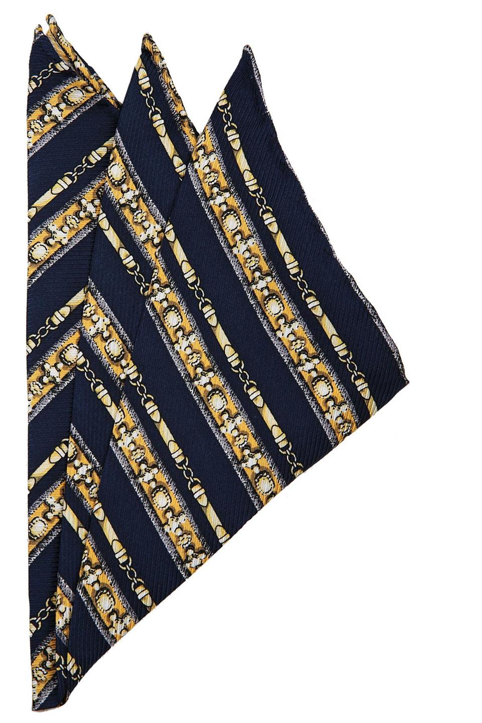 Lacivert Motif Baskılı İpek Mendil SPS365