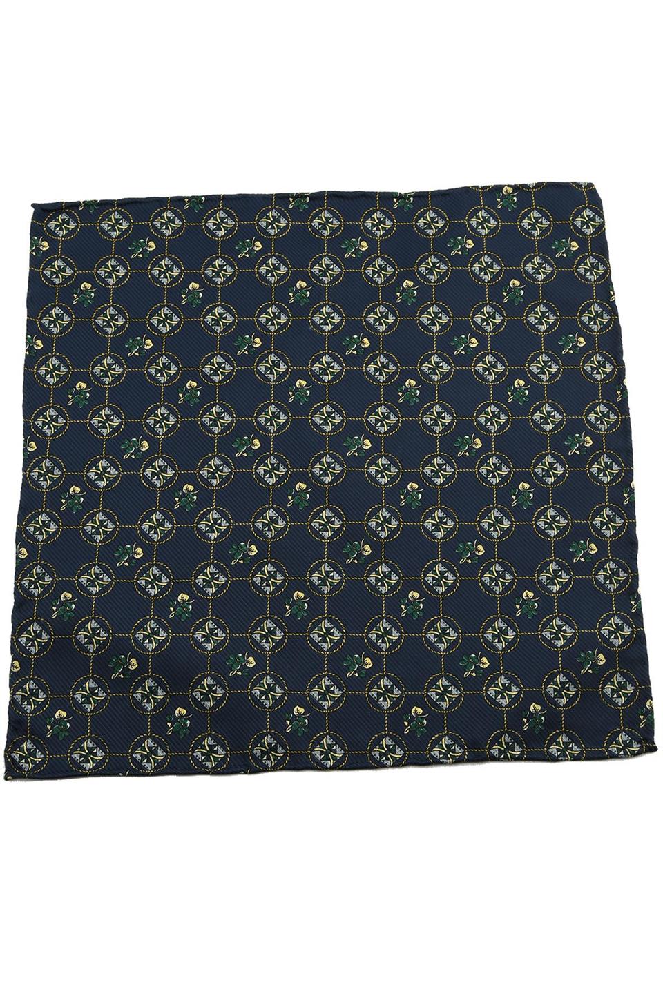 Lacivert Motif Baskılı İpek Mendil SPS171