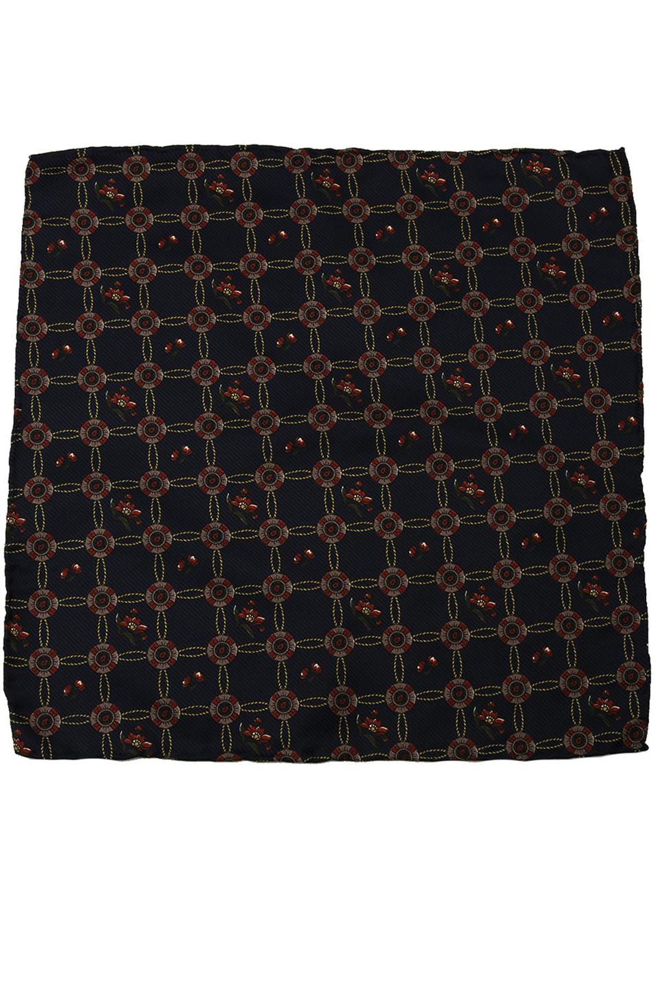 Lacivert Motif Baskılı İpek Mendil SPS277